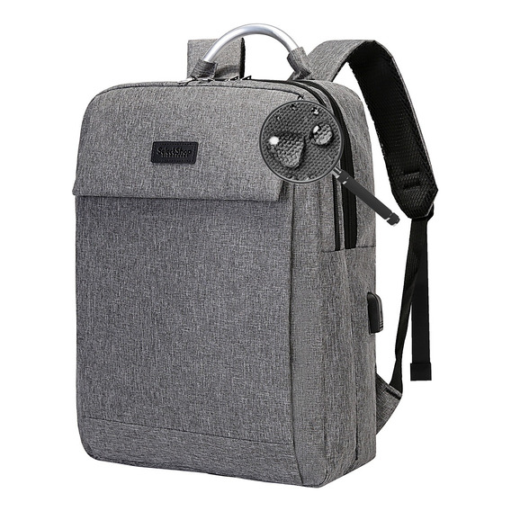 Mochila Antirrobo Impermeable Escolar Con Contraseña Y Usb Color Gris Diseño De La Tela Ea3c