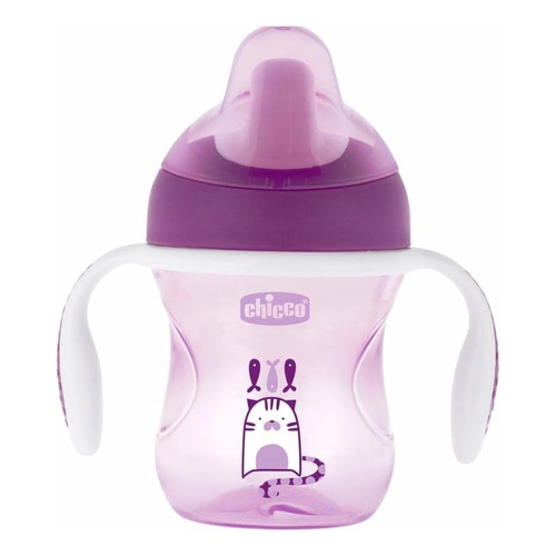 Vaso para bebés con aza antiderrame Chicco Training Cup con sorbete color violet de 200mL