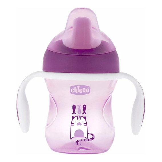 Vaso para bebés con aza antiderrame Chicco Training Cup con sorbete color violet de 200mL