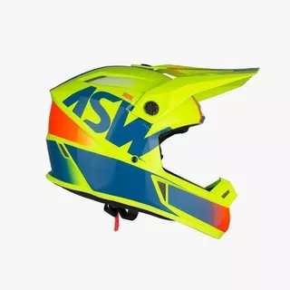 Capacete Motocross Trilha Asw Bridge Amarelo Fluor Azul 58