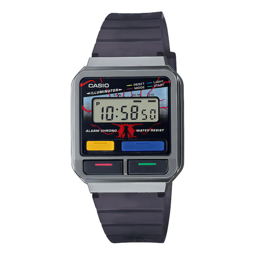 Reloj Casio A-120west Stranger Things Serie Limitada Unixes Color De La Malla Gris Oscuro Transparente