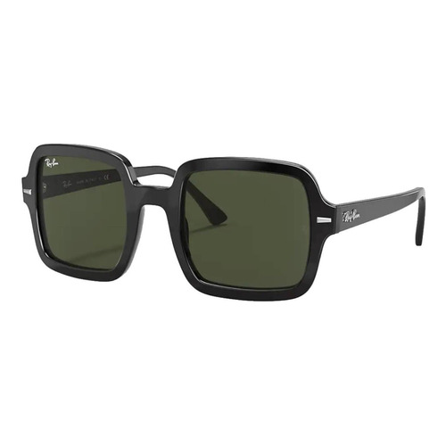 Anteojos de sol Ray-Ban RB2188 Standard con marco de acetato color gloss black, lente green de cristal clásica, varilla gloss black de acetato