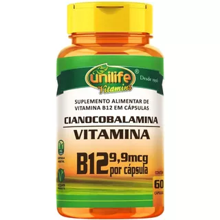 Suplemento Em Cápsula Unilife Vitamins  Cianocobalamina Vitamina B12 Cianocobalamina Em Pote De 27g 60 Un