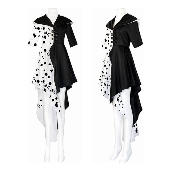 Cruella De Vil Vestido Blanco Y Negro Para Mujer