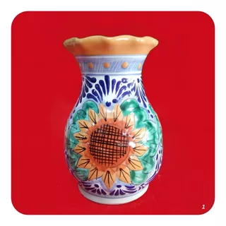 Florero Boliche De Talavera Poblana Barroca Girasol 18cm Flr