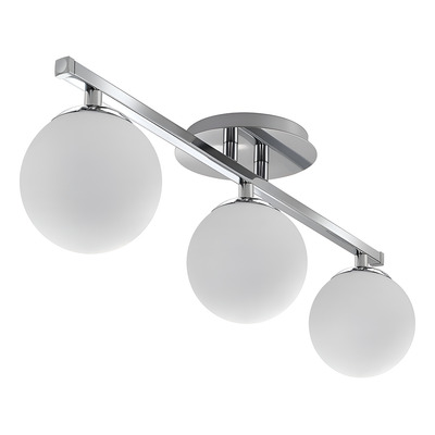 Plafon 3 Luces Barral Elyn Cromo Globo 15cm Opal E27 Rosca 