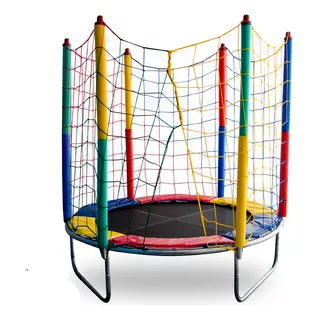 Cama Elástica 1,20m Infantil Sol E Chuva Planet Kids Lona De Salto Preto Proteção De Molas Colorida