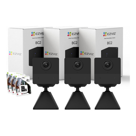 Kit 3 Cámaras Seguridad Ezviz Wifi Batería Interior 2mp+32gb