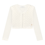 Casaco Cardigã Infantil Menina Tricot Off White Milon