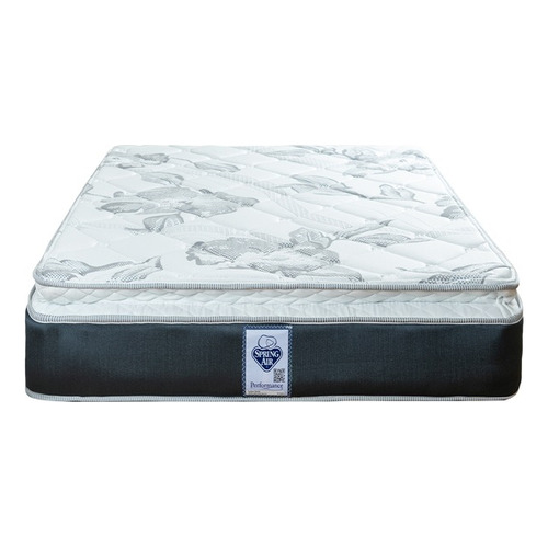 Colchón King Size Spring Air Smith Color Blanco/Azul petróleo/Gris