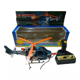 Helicoptero 33cm Sky Charger Luz Sonido R/c Cable En Jretro