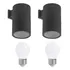 Packx2 Aplique Exterior Unidireccional M+ Lampara G45 Unilux Negro Cálido