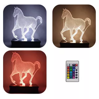 Lámpara Led 3d Caballo 2   16 Colores Control Remoto Rgb