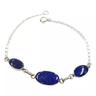 Pulsera De Lapislázuli Plata 950 Ovalada 