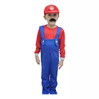 Disfraz Mario Bross Luigi Con Gorro Manga Larga