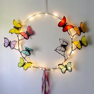 Decoracion Para Pared Con Luz Led A Pila Con Mariposas Nena