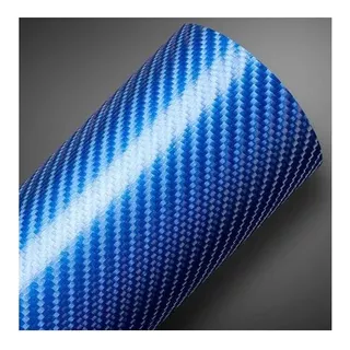 Envelopamento Vinil Fibra Carbono Azul 5d Com 0,50m X 1,52m