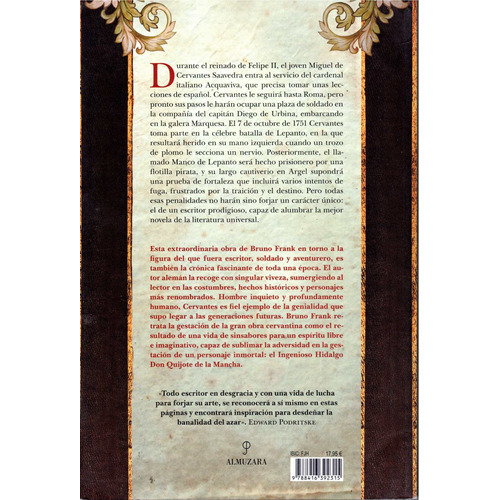 Un Hombre Llamado Cervantes, De Frank, Bruno. Serie Novela Histórica Editorial Almuzara, Tapa Blanda En Español, 2022