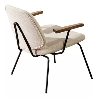 Poltrona Sillón Para Living Industrial Tela Lino Lena Beige