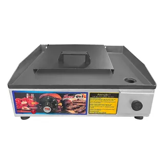 Chapa Lanche Profissional 40x35 Eletrica 220v Inox Cor Cinza