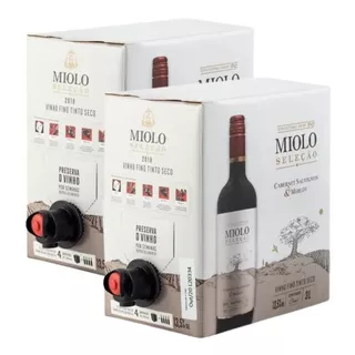 Kit 02 Un Vinho Tinto Miolo Seleção Cabernet&merlot Bag 3l