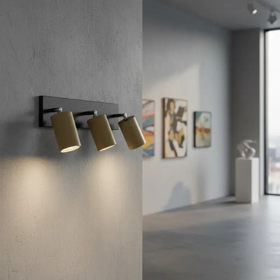 Aplique 3 Luces Bois Madera Apto Led Gu10 Cabezal Movil Negro/madera