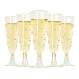 72 Copas De Champagne 4.5 Oz Glitter Plástico Premium 133 Ml