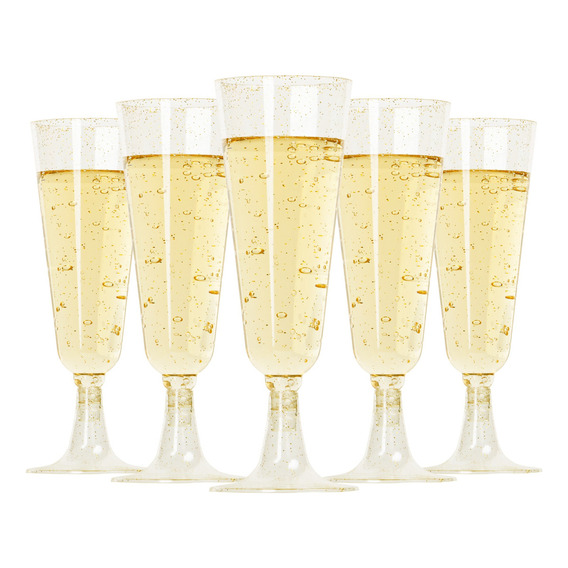 72 Copas De Champagne 4.5 Oz Glitter Plástico Premium 133 Ml