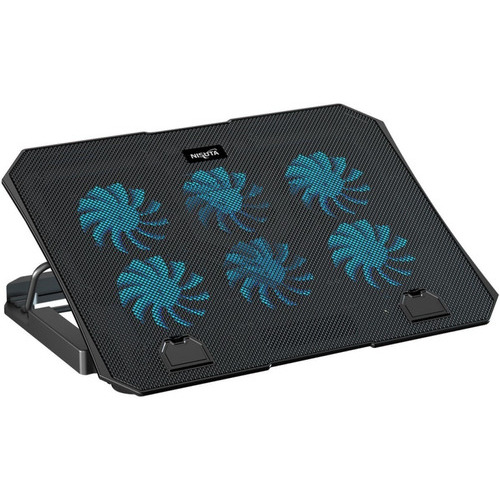 Base Notebook Nisuta Ns-cn86 Hub Usb 6 Fan Reclinable Color Negro Color Del Led Azul