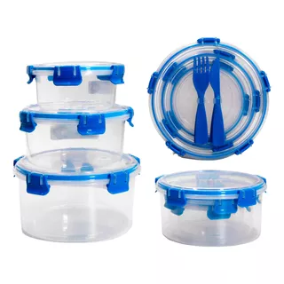 Set 3 Bowl Contenedor Hermético Apilable +2 Juegos Cubiertos