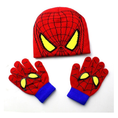 Kit Gorro Touca Frio E Luva Infantil Masculino Homem Aranha