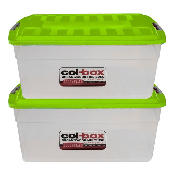 Set 2 Cajas Plastica 17 Lts Apilable Organizadora Colombraro