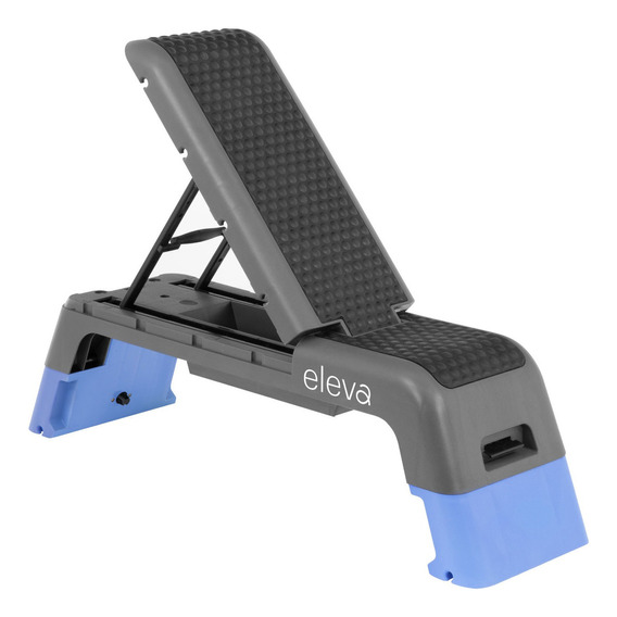 Eleva Banco Multiposiciones Fitness Step Aerobicos 3 Niveles Color Gris/Aciano