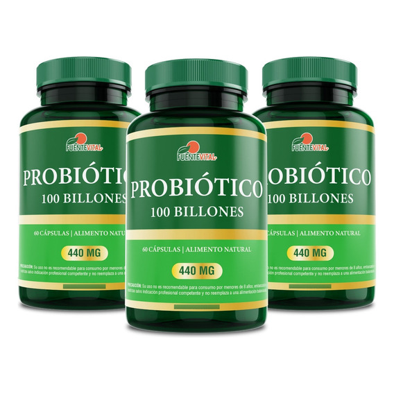 Probióticos 100 Billones -  Cápsula Vegetal - Oferta Pack X3