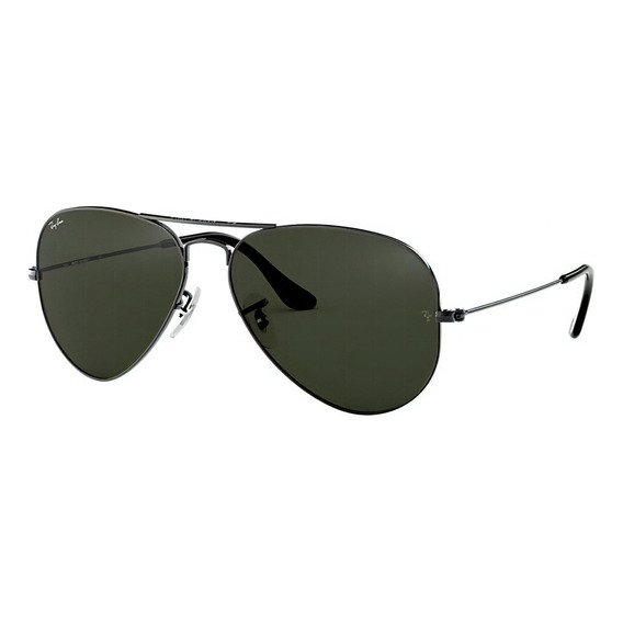 Gafas de sol Ray-Ban Aviator Classic Standard con marco de metal color polished gunmetal, lente green de cristal clásica, varilla polished gunmetal de metal - RB3025