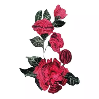 Parche Aplique De Flores Rosas 3d Bordadas X3 Unidades