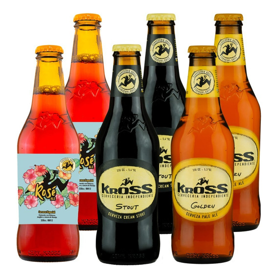 Cerveza Artesanal Kross Rosé, Stout Y Golden 6 Pack 330 Ml