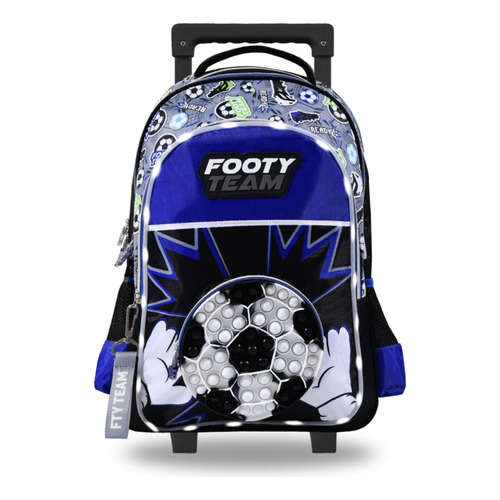 Mochila escolar Footy Futbol POP IT color azul diseño estampado 18L