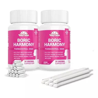 Óvulos De Acido Borico 600mg Vaginales 100% Puro Americano Pack X2 + Obsequio