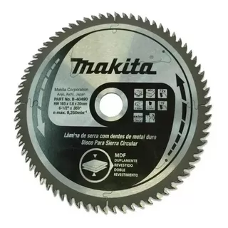 Disco Sierra Tct Makita B-40490  6-1/2x72 Dientes Mdf Color Gris