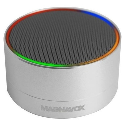 Altavoz Bocina Magnavox Portátil Bluetooth Con Luz Rgb Plateado