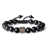 Pulsera En Piedra Natural Turmalina Negra 8mm Hombre Mujer