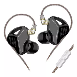 Auriculares Hifi Kz Zvx Con Micrófono, Color Negro, Color Claro, Negro