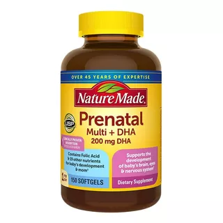 Nature Made Prenatal Multi + Dha 200mg, 150 Cápsulas Blanda