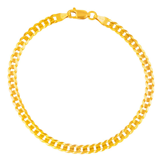 Pulso Pulsera Esclava Barbada Cuban Oro 14k Italy 3.5mm 21cm Color Dorado Diámetro 7 cm Largo 21 cm