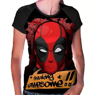 Camiseta Raglan Baby Look Deadpool Ref:412