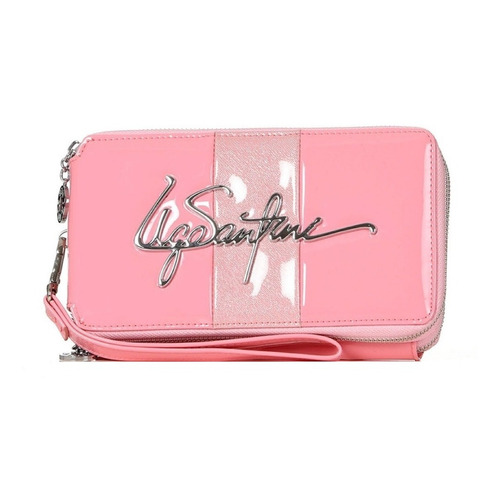 Billetera Ugo Santini Mimí color rosa dior de charol - 12.5cm x 23cm x 5cm