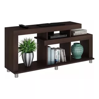 Rack Mueble Para Tv Con Estantes Minimal Mulata® Color Marrón