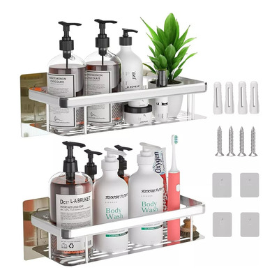 Organizador De Ducha Set X2 Repisa Baño Adhesivo 