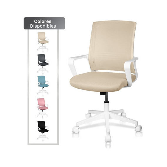 Silla Oficina Ergonómica Giratoria De Escritorio Moderna Color Beige champagne